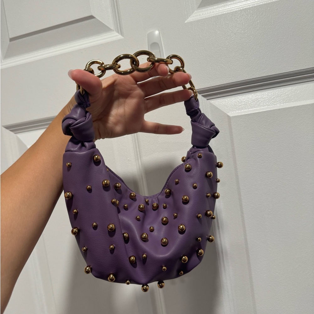 Purple mini bag with studs from Zara